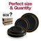 Black with Gold Edge Rim Plastic Dinnerware Value Set (120 Guests)